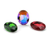 Des pierres précieuses d'eau, Strass ovales en verre AB, non thermocollants, acrylique, multicolore, plusieurs tailles, paquet à faire soi-même(Rainbow AB,6x8mm 50pcs)