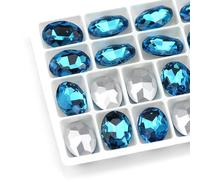 Des pierres précieuses d'eau, Strass ovales en verre AB, non thermocollants, acrylique, multicolore, plusieurs tailles, paquet à faire soi-même(Lake blue05,10x14mm 25pcs)