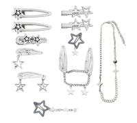 Des Pinces À Cheveux D'Étoiles En 10 Pièces Et Un Collier D'Étoile À 1 Pièce, Des Pinces À Cheveux En Métal, Des Pinces À Cheveux À La Mode Et Simples, Des Accessoires De Vêtements
