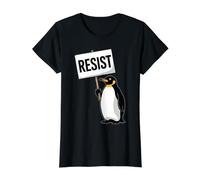 des Pingouins Contre Les tarifs Un Pingouin drôle, Pas de résistance aux Droits de Douane T-Shirt Graphique avec Valeur, Femme, Noir, XS