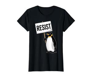 des Pingouins Contre Les tarifs Un Pingouin drôle, Pas de résistance aux Droits de Douane T-Shirt Graphique avec Valeur, Femme, Noir, XS