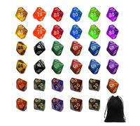 Dés polyédriques de 35 pièces avec sac de rangement de 1 pièce, jeu de dés à 10 côtés, dés de jeu de rôle, dés colorés pour jeux de société, fêtes