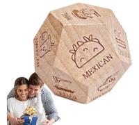 Dés pour rendez-vous galants - Sélecteur de nourriture en bois à 12 faces, dîners amusants, jeux de décisions | Cubes de choix de couple pour femmes, hommes, petite amie, petit ami, soirées