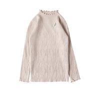 des Pulls pour Enfants - De Style Coréen Tricoté À Bords Volantés Imprimé Lettre Élégant pour Un Usage Quotidien Haut Superposé Chaud Et Confortable Idéal pour Les 3 À (Khaki 4-5 Years)