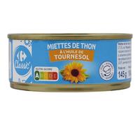Des repas rapides et savoureux avec CARREFOUR CLASSIC' Miettes de Thon à l'Huile de Tournesol, Boîte de 104g - Lot de 4