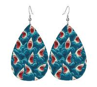 Des Requins Rigolos Dans Les Vagues Boucles D'Oreilles En Forme De Goutte Amusantes Boucles D'Oreilles Pendantes Pour Femme Légères Boucle D'Oreille Pour Décorations Danse Quotidien