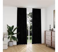 Gordijnen verduisterend 2 st met haken 140x175 cm fluweel zwart134492