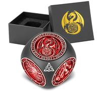 Dés Rotatifs du Bout des Doigts DND, 7-en-1 Métallique D&D Dés avec Relief 3D, Dés Polyédriques Tournants D&D, Cadeaux DND avec Boîte Cadeau, Jeu de Rôle, Accessoires de Jeu de Société, Noir + Rouge