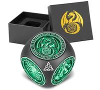 Dés Rotatifs du Bout des Doigts DND, 7-en-1 Métallique D&D Dés avec Relief 3D, Dés Polyédriques Tournants D&D, Cadeaux DND avec Boîte Cadeau, Jeu de Rôle, Accessoires de Jeu de Société, Noir + Vert