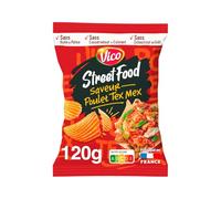 Des saveurs intenses de street food à partager - VICO Chips Poulet Tex Mex, format 120g, sans huile de palme, fabriqué en France - Lot de 6