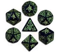 Q-Workshop – Set de 7 dés Appel du Cthulhu – noir et vert