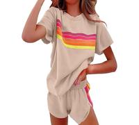 Des shorts décontractés en 2 pièces fixent un costume bloqué de couleur respirante pour les femmes (kaki s) (S Khaki)