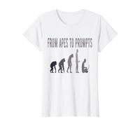 des singes aux invites évolution de l'IA drôle T-Shirt Graphique avec Valeur, Femme, Blanc, XL