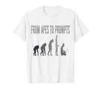 des singes aux invites évolution de l'IA drôle T-Shirt Graphique avec Valeur, Homme, Blanc, L