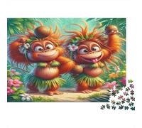 des singes Mignons Qui Dansent Puzzles 1000 Pièces Papier recyclé pour Adultes Puzzle pour Adultes Jeu éducatif avec défi Excellente idée Cadeau pour Enfants à partir de 12 Ans 52x38cm/1000pcs