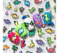 Des stickers à ongles populaires et mignons de petits dinosaures avec différentes couleurs et variétés de stickers de dinosaures de bande dessinée pour la décoration de salon de manucure CartoonPC