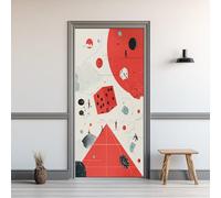 Dés Surrealiste Stickers Porte 80x200cm Géométrie Abstraite Sticker Mural Auto-adhésif 3D Autocollant Porte Jeux De Hasard Poster Papier Peint PVC Imperméable Amovible pour Salon Chambre Bain