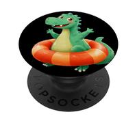 des Vacances Amusantes avec ce Dinosaure Cool dans l'anneau de Piscine PopSockets PopGrip Adhésif