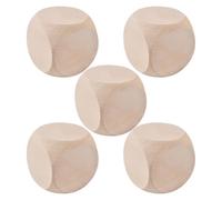 Dés Vierges en Bois, 5 pièces, Cubes en Bois Lisses et Non