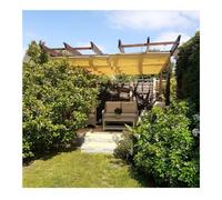 des voiles de Couverture Solaire, Voile d'ombrage rétractable ondulée avec système de poulie, imperméable, for pergola et terrasse, Multicolore, Plusieurs Tailles(Yellow,0.9x5m)