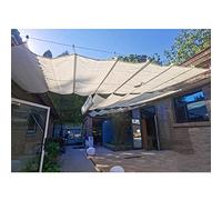 des voiles de Couverture Solaire, Voile d'ombrage rétractable ondulée, système de Rail, Anti-UV, perméable à l'eau, Blanc cassé, Plusieurs Tailles(1.5x5m)