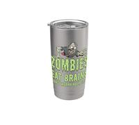 Des zombies drôles mangent des cerveaux, ne vous inquiétez pas, vous êtes un zombie en sécurité Gobelet isotherme en acier inoxydable double paroi