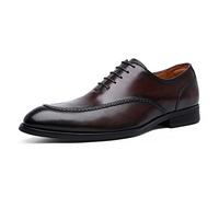 DESAI Chaussures de Ville à Lacets Derby pour Hommes, Rouge, 43 EU