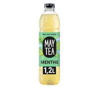 Désaltérant et léger - MAY TEA Boisson Thé Glacé Menthe, thé vert infusé sans édulcorants, bouteille 1,2L - Lot de 4