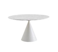 DESALTO table ronde CLAY e marbre (Ø 120 cm / Blanc de Carrara - Base en polyuréthane blanc laqué mat/ Plateau en marbre)