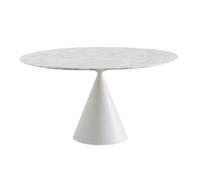 DESALTO table ronde CLAY e marbre (Ø 140 cm / Blanc de Carrara - Base en polyuréthane blanc laqué mat/ Plateau en marbre)
