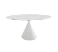 DESALTO table ronde CLAY e marbre (Ø 140 cm / Blanc de Carrara - Base en polyuréthane blanc laqué mat poli / Plateau en marbre)