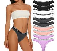 Desanlapi String Femme Coton Lot de 10 Tanga Taille Basse Stretch Sexy Chic, Slip Sport Hipster Culotte sous Vêtements Féminins Women Cotton Thong Underwear Multipack UN2 XL