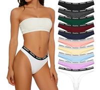Desanlapi String Femme Coton Lot de 10 Tanga Taille Basse Stretch Sexy Chic, Slip Sport Hipster Culotte sous Vêtements Féminins Women Cotton Thong Underwear Multipack UN1 S