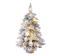 Desattot Mini sapin de Noël de bureau avec base de lampe | Alimenté par un boîtier à piles compact, piles non incluses, pour un affichage sans fil sur les bureaux et les étagères