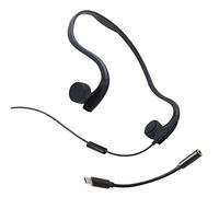 DESAV Écouteurs de Conduction osseuse (3,5 mm ou Type C), écouteurs Ouverts filaires, Casque de Jeu, écouteurs Sportifs avec Micro, pour Le Bureau de Course,Noir