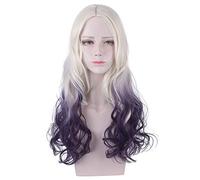 Descendants 2 Mal Cosplay perruque longue ondulée Blonde violet Ombre cheveux synthétiques milieu séparation Costume perruque PL-109
