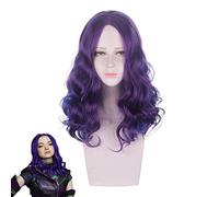 Descendants 3: bon à être mauvais Mal Cosplay perruques haute température fibre synthétique cheveux violet longs cheveux bouclés + casquette de perruque gratuite