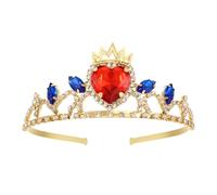 Descendants 4 diadèmes Evie Cœur rouge Couronne dorée Couronne de princesse Evie Halloween Fête costumée Fête d'anniversaire Noël Accessoires de cheveux pour filles, 2*4.8 inch, alliage, strass