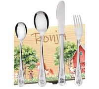 DEschenk - Couvert Enfant Personnalisé avec Gravure du Nom - Couvert Pat Patrouille pour Enfants - Set de Couvert Personnalisé Enfant Idéal pour Cadeaux Uniques (SET DE FERME)