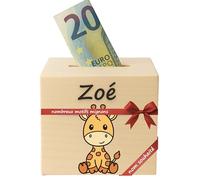 DEschenk Tirelire Enfant personnalisée avec prénom | Tirelire en Bois - Cadeau personnalisé pour baptême, Communion, Confirmation, Anniversaire | Cadeaux pour Filles & garçons (Girafe)