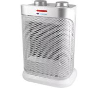 DESCON DA-T184CS Radiateur soufflant en céramique, avec oscillation, blanc/argenté, 1500 W, 3 modes de flux d'air, thermostat, protection contre la surchauffe, pour chauffage zonal, design compact