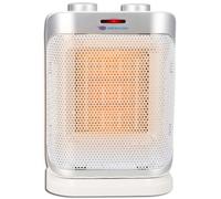 DESCON 1500 W, Radiateur soufflant en céramique, avec oscillation, blanc/argenté, 3 modes de flux d'air, thermostat, protection contre la surchauffe, pour chauffage zonal, design compact, 1,43 kg