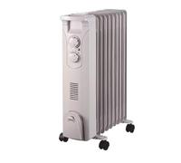 DESCON Radiateur à bain d’huile avec ventilateur 2000 W + 400 W, chauffage d’appoint électrique 2 en 1 mobile avec thermostat réglable, radiateur soufflant silencieux pour salon, chambre et bureau