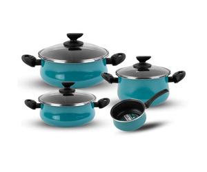 Desconocido Magefesa Country Batterie en Acier émaillé, Couleur Verte Eau extérieure et antiadhésive bicouche renforcée. Convient pour Tous Les Types de cuisinières, y Compris l'induction, 24 cm