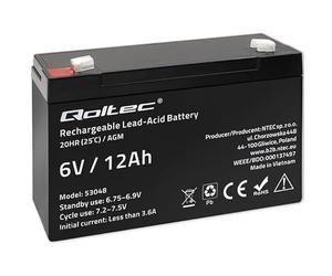 Desconocido Qoltec 53048 AGM Battery | 6 V | 12 Ah