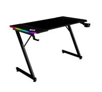 Description courte : Bureau gamer avec rétroéclairage RGB, support de casque, porte gobelet, et système de passage des câbles.