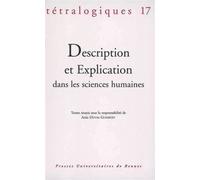 Description et explication dans les sciences humaines Tome 17 - Pur - Presses Universitaires Rennes - broché - Revue