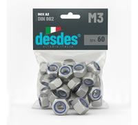 desdes Écrous autobloquants hauts DIN 982 en acier inoxydable A2, écrou hexagonal freiné avec insert en nylon antivibration, haute résistance à la corrosion, dimensions de M3 à M30, lot de 4 à 120