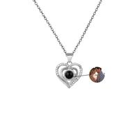 Desdira Collier Photo Personnalisé avec Projection, Pendentif Cœur avec Image, Bijou Personnalisé Cadeau Femme Anniversaire Saint Valentin