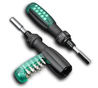 Deselen Tournevis à cliquet avec embout magnétique, 10 en 1, petite poche, vert, 1 pièce